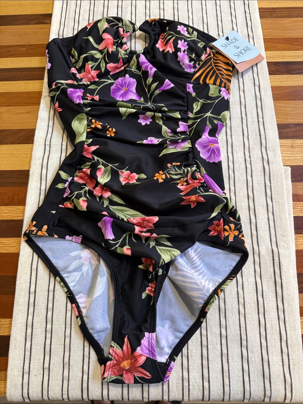 Shade & Shore Black Floral One-Piece Swimsuit